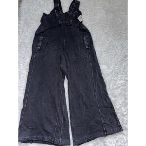 Easel Women’s Sz. L Black Washed Wide Leg Overalls. New W/tags. Fantastic Item